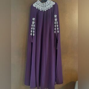 Elegant Purple Long Sleeve Dress with Embellishments